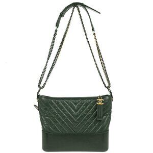 Chanel Green Calfskin Lambskin Medium Gabrielle Shoulder Bag 165557